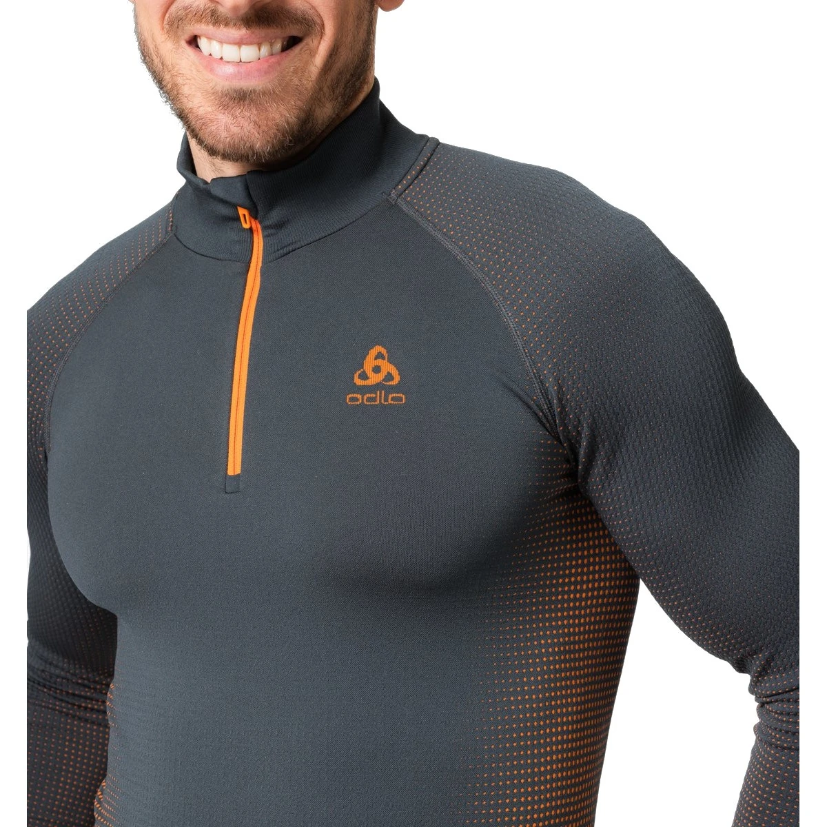 Odlo Performance Warm Half Zip Turtleneck Long-Sleeve Base Layer Top Men - India Ink 6 Odlo Performance Warm Half Zip Turtleneck Long-Sleeve Base Layer Top Men - India Ink - Image 4