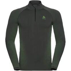 Odlo Performance Warm Half Zip Turtleneck Long-Sleeve Base Layer Top Men - Odlo Graphite Grey - Lounge Lizard