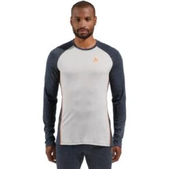 Odlo Performance Wool 150 Long-Sleeve Base Layer Top Men - Silver Cloud - India Ink Melange