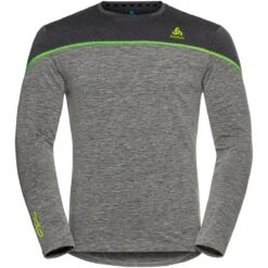 Odlo Revelstoke Performance Wool Warm Long-Sleeve Base Layer Top Men - Odlo Graphite Grey Melange - Lounge Lizard