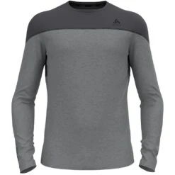 Odlo Revelstoke Performance Wool Warm Long-Sleeve Base Layer Top Men - Dark Grey Melange