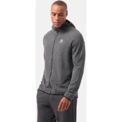 Odlo Men's Run Easy Midlayer Hoody - Black Melange -Odlo odlo mens run easy 365 midlayer hoody black melange 1 1329481