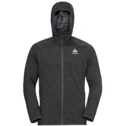 Odlo Men's Run Easy Midlayer Hoody - Black Melange -Odlo odlo mens run easy 365 midlayer hoody black melange 3 1112213