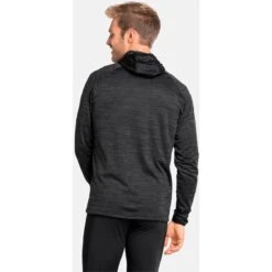Odlo Run Easy Mid Layer Hoody Men - Black Melange -Odlo odlo mens run easy mid layer hoody black melange 2 1329389