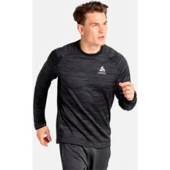 Odlo Run Easy Warm Mid Layer Top Men - Black Melange -Odlo odlo mens run easy warm mid layer black melange 1 1329448