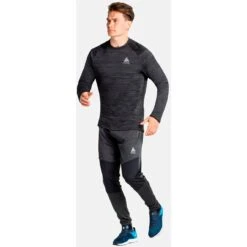 Odlo Run Easy Warm Mid Layer Top Men - Black Melange -Odlo odlo mens run easy warm mid layer black melange 4 1329451