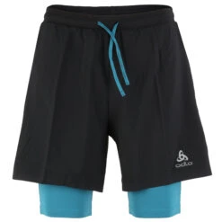 Odlo X-Alp 6 Inch 2-in-1 Trail Running Shorts Men - Black - Saxony Blue