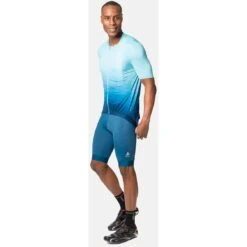 Odlo Zeroweight Chill-Tec Aero Print Jersey Men - Porcelain - Blue Wing Teal -Odlo odlo mens zeroweight chill tec aero print jersey porcelain blue wing teal 2 1409605