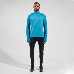 Odlo Zeroweight Mid Layer Running Half-Zip Men - Saxony Blue -Odlo odlo mens zeroweight mid layer running half zip saxony blue 3 1568994