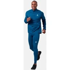 Odlo Zeroweight Mid Layer Running Half-Zip Men - Blue Wing Teal -Odlo odlo mens zeroweight mid layer running half zip shirt blue wing teal 3 1329764