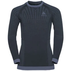 Odlo Performance Warm Kids Long-Sleeve Base Layer Top - India Ink - Folkstone Gray