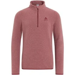 Odlo Roy Kids Stripe Half Zip Midlayer - Pale Mauve - Spiced Apple