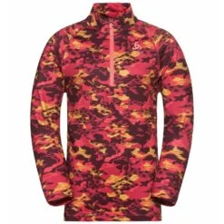 Odlo Sesvenna Graphic Kids Half-Zip Mid Layer - Deep Claret