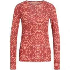 Odlo Active Warm Graphic Long-Sleeve Base Layer Top Women - Cinnabar