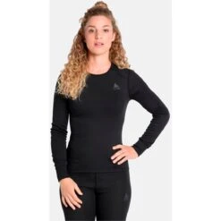 Odlo Active Warm Long-Sleeve Base Layer Top Women - Black -Odlo odlo womens active warm eco long sleeve base layer top black 1 1327704
