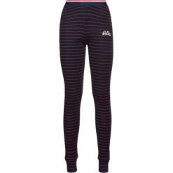 Odlo Active Warm Originals Stripe Base Layer Bottoms Women - Dark Sapphire - Sundried Tomato