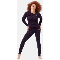 Odlo Active Warm Originals Stripe Base Layer Bottoms Women - Dark Sapphire - Sundried Tomato -Odlo odlo womens active warm originals eco stripe bottoms dark sapphire sundried tomato 3 1327734