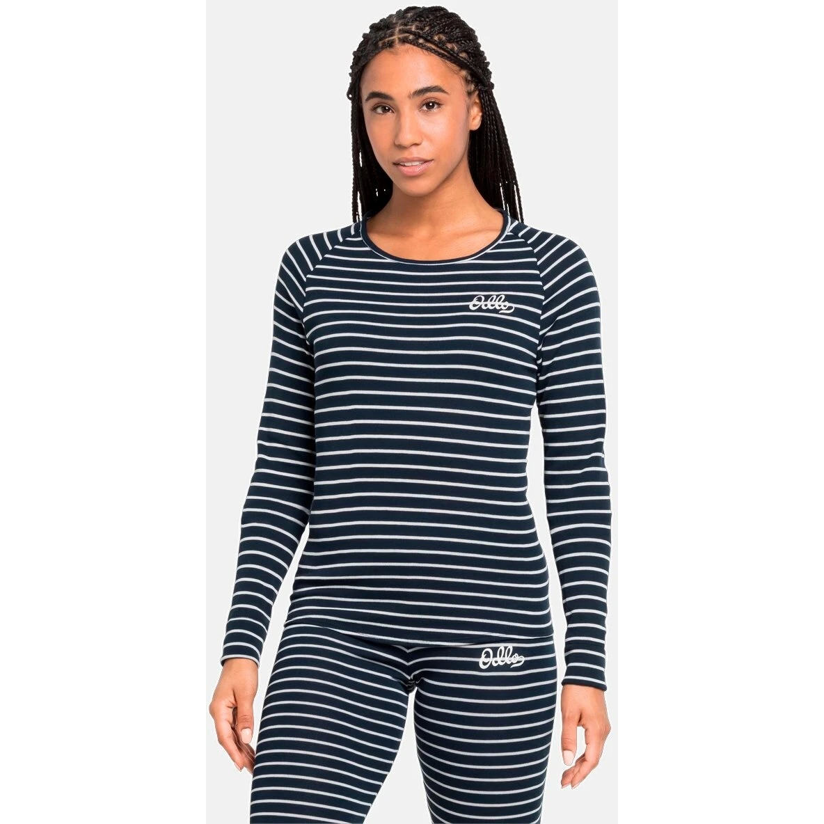 Odlo Active Warm Originals Stripe Long-Sleeve Base Layer Top Women - Dark Sapphire - Odlo Silver Grey 5 Odlo Active Warm Originals Stripe Long-Sleeve Base Layer Top Women - Dark Sapphire - Odlo Silver Grey - Image 3