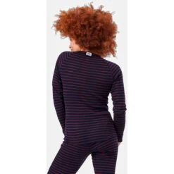 Odlo Active Warm Originals Stripe Long-Sleeve Base Layer Top Women - Dark Sapphire - Sundried Tomato -Odlo odlo womens active warm originals eco stripe long sleeve dark sapphire sundried tomato 2 1327727
