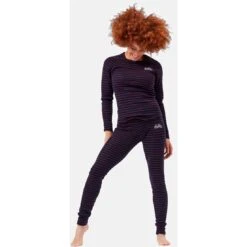 Odlo Active Warm Originals Stripe Long-Sleeve Base Layer Top Women - Dark Sapphire - Sundried Tomato -Odlo odlo womens active warm originals eco stripe long sleeve dark sapphire sundried tomato 3 1327728