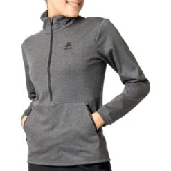 Odlo Ascent 365 Half Zip Mid Layer Pullover Women - Black Melange 9 Odlo Ascent 365 Half Zip Mid Layer Pullover Women - Black Melange -Odlo odlo womens ascent 365 mid layer half zip black melange 1 1408418