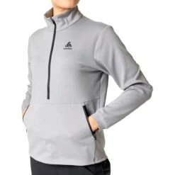 Odlo Ascent 365 Half Zip Mid Layer Pullover Women - Grey Melange -Odlo odlo womens ascent 365 mid layer half zip grey melange 1 1408432