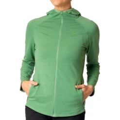 Odlo Ascent Performance Wool Warm Mid Layer Hooded Zip Women - Loden Frost -Odlo odlo womens ascent performance wool warm mid layer hooded zip loden frost 1 1408395