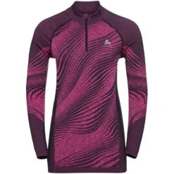 Odlo Women's Blackcomb Eco Half-Zip Baselayer - Festival Fuchsia - Space Dye
