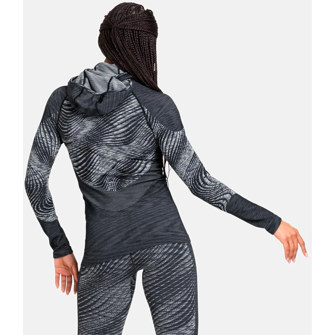 Odlo Women's Blackcomb Eco Long Sleeve Baselayer With Facemask - Black - Space Dye 7 Odlo Women's Blackcomb Eco Long Sleeve Baselayer With Facemask - Black - Space Dye - Image 5