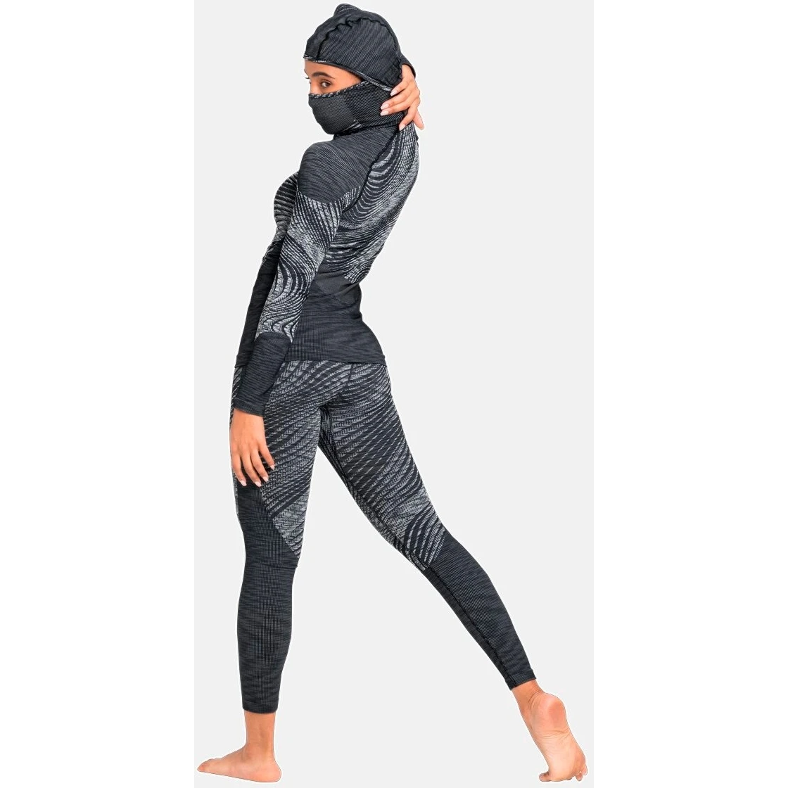 Odlo Women's Blackcomb Eco Long Sleeve Baselayer With Facemask - Black - Space Dye 9 Odlo Women's Blackcomb Eco Long Sleeve Baselayer With Facemask - Black - Space Dye - Image 7