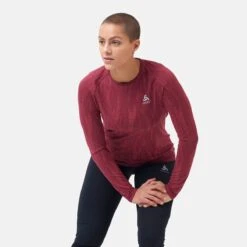 Odlo Women's Blackcomb Light Eco Long Sleeve Baselayer - Raspberry Fudge - Space Dye -Odlo odlo womens blackcomb light eco long sleeve baselayer raspberry fudge space dye 3 1218441 1