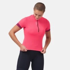 Odlo Essentials Half Zip Jersey Women - Paradise Pink - Raspberry Fudge -Odlo odlo womens essential half zip jersey paradise pink raspberry fudge 3 1218788