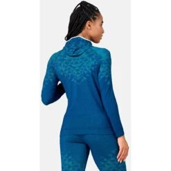 Odlo Kinship Performance Wool Warm Long-Sleeve Base Layer Top With Face Mask Women - Black Melange -Odlo odlo womens kinship performance wool 200 base layer with face mask blue wing teal melange 4 1318389 1