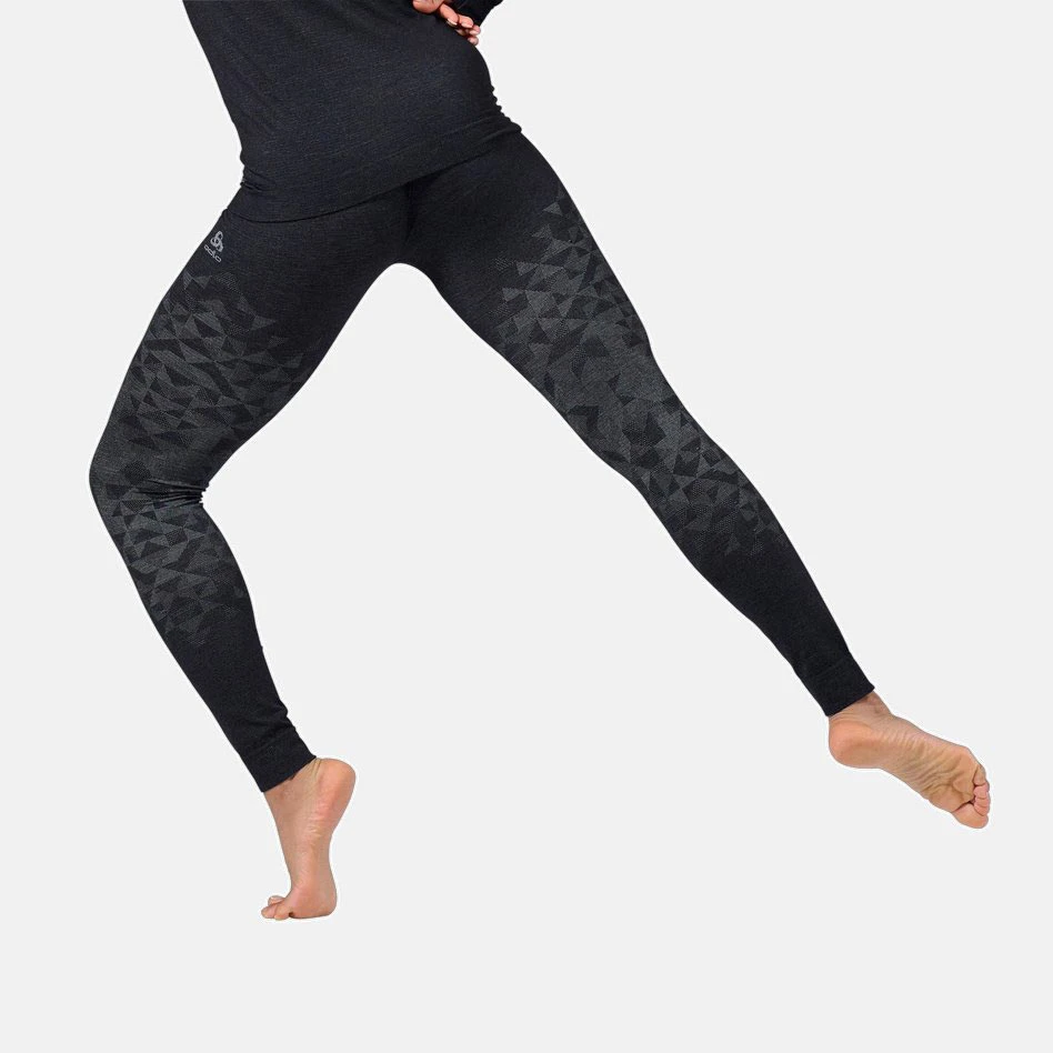 Odlo Kinship Performance Wool Warm Base Layer Bottoms Women - Black Melange 6 Odlo Kinship Performance Wool Warm Base Layer Bottoms Women - Black Melange - Image 4