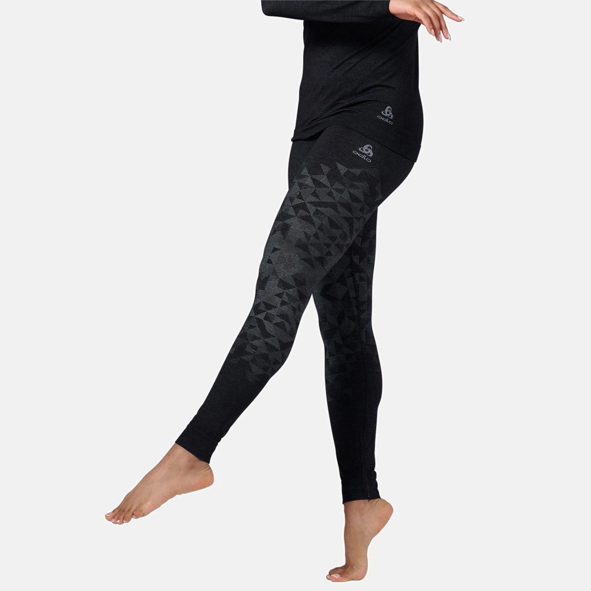 Odlo Kinship Performance Wool Warm Base Layer Bottoms Women - Black Melange 5 Odlo Kinship Performance Wool Warm Base Layer Bottoms Women - Black Melange - Image 3