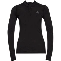Odlo Women's Merino Warm Half-Zip Baselayer - Black - Black