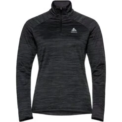 Odlo Run Easy Half-Zip Long-Sleeve Mid Layer Top Women - Black Melange