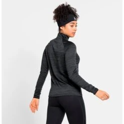 Odlo Run Easy Half-Zip Long-Sleeve Mid Layer Top Women - Black Melange -Odlo odlo womens millennium element half zip long sleeve mid layer top 313261 60008 black melange 4 1005925