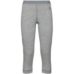 Odlo Women's Natural 100% Merino Warm 3/4 Base Layer Pants - Grey Melange - Grey Melange