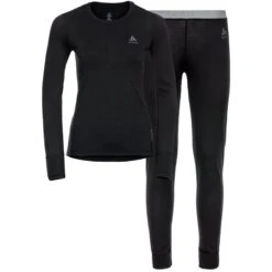 Odlo Women's Natural 100% Merino Warm Base Layer Set - Black - Black