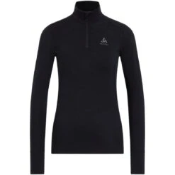 Odlo Natural Merino 200 Half-Zip Turtleneck Long-Sleeve Base Layer Top Women - Black -Odlo odlo womens natural merino 200 half zip turtleneck baselayer black 3 1556059
