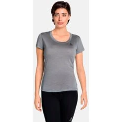 Odlo Women's Performance Wool Light Base Layer T-Shirt - Grey Melange -Odlo odlo womens natural plus light base layer t shirt grey melange 1 1327963
