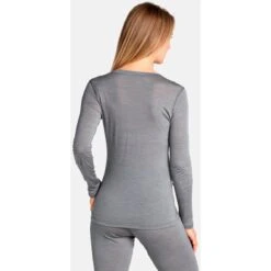 Odlo Women's Performance Wool Light Long-Sleeve Base Layer Top - Grey Melange -Odlo odlo womens natural plus light long sleeve base layer top grey melange 2 1329836