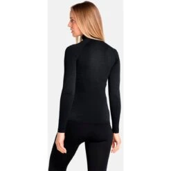 Odlo Performance Warm Half-Zip Turtleneck Long-Sleeve Base Layer Top Women - Black - New Odlo Graphite Grey -Odlo odlo womens performance warm eco half zip turtleneck base layer top black new odlo graphite grey 2 1328131
