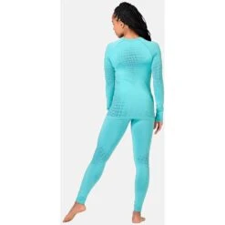 Odlo Performance Warm Long-Sleeve Base Layer Top Women - Blue Wing Teal - Polynya -Odlo odlo womens performance warm eco long sleeve baselayer blue wing teal polynya 5 1328150