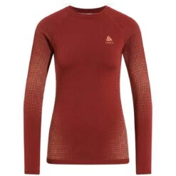 Odlo Performance Warm Long-Sleeve Base Layer Top Women - Spiced Apple -Odlo odlo womens performance warm eco long sleeve baselayer spiced apple 3 1556857