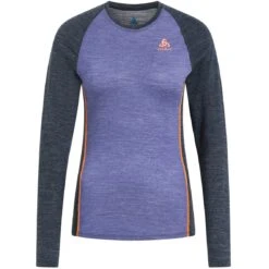 Odlo Performance Wool 150 Long-Sleeve Base Layer Top Women - Folkstone Gray - India Ink Melange