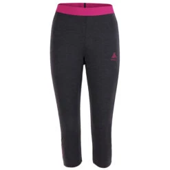 Odlo Revelstoke Performance Wool Warm 3/4 Base Layer Bottoms Women - Odlo Graphite Grey Melange - Festival Fuchsia