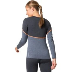 Odlo Revelstoke Performance Wool Warm Long-Sleeve Base Layer Top Women - Folkstone Gray - India Ink Melange -Odlo odlo womens revelstoke performance wool warm long sleeve base layer folkstone gray india ink melange 3 1504370