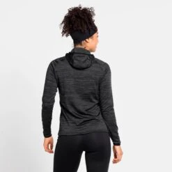 Odlo Run Easy Mid Layer Hoody Women - Black Melange -Odlo odlo womens run easy mid layer hoody black melange 2 1328210